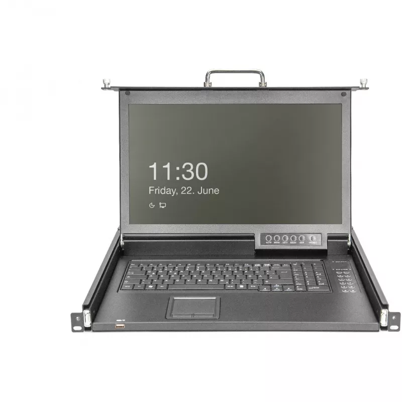 Consola KVM Digitus 17 polegadas HD LCD 16 portas HDMI teclado alemão