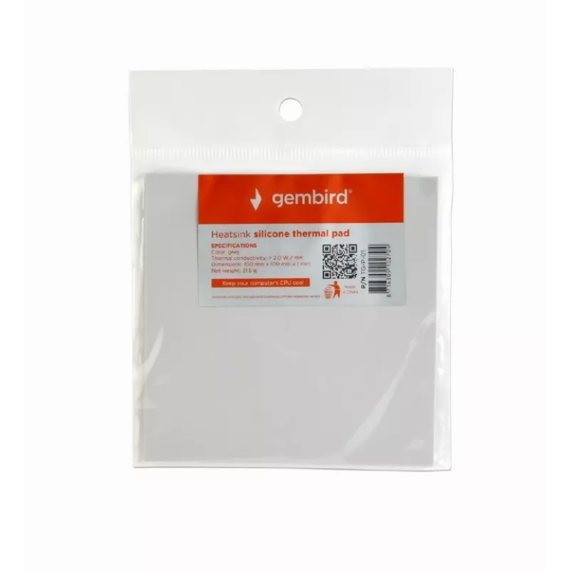 Pad térmico de silicone Gembird TG-P-01, 100 x 100 x 1 mm