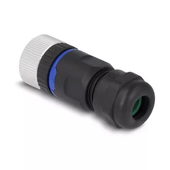 Conector DeLOCK M12 codificação A 5 pinos fêmea ligação por parafuso