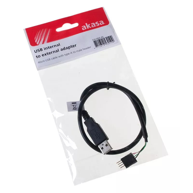 Cabo USB Akasa 0,4 m USB A Preto