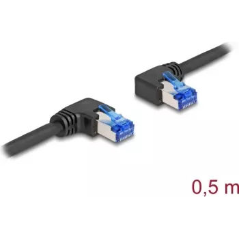 Cabo de rede DeLOCK RJ45 Cat.6A S/FTP, angular direita/esquerda, 0,5 m, preto