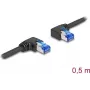 Cabo de rede DeLOCK RJ45 Cat.6A S/FTP, angular direita/esquerda, 0,5 m, preto