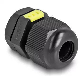 Prensa-cabo M12 DELOCK com ventilação IP68, plástico, preto, 2 unid.