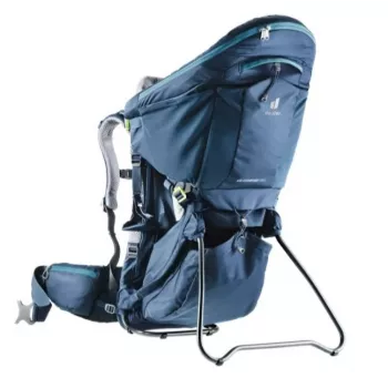 Mochila de transporte de bebé Deuter Kid Comfort Pro, azul, poliamida, máx. 22 kg, proteção solar, bolso lateral