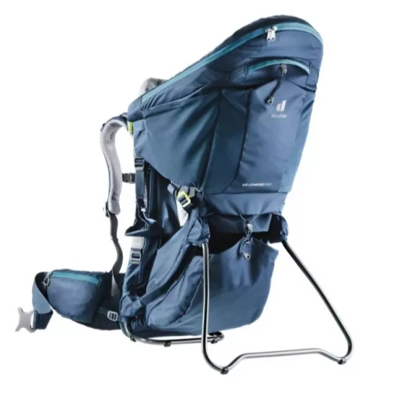 Mochila de transporte de bebé Deuter Kid Comfort Pro, azul, poliamida, máx. 22 kg, proteção solar, bolso lateral