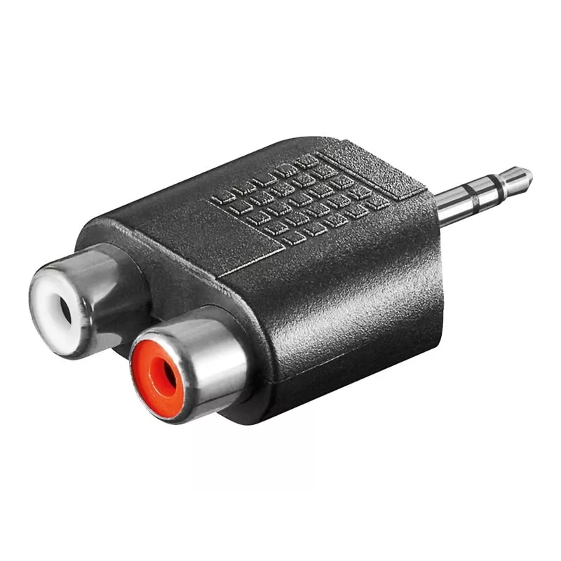 Goobay | Adaptador RCA. Ficha jack AUX 3,5 mm para 2 conectores fêmea estéreo | 11604