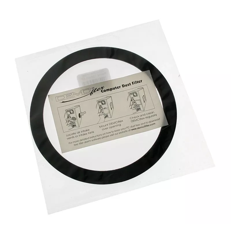 Filtro de poeira DEMCiflex 120 mm redondo, preto/branco para ventoinhas de caixa e aberturas de ventilação