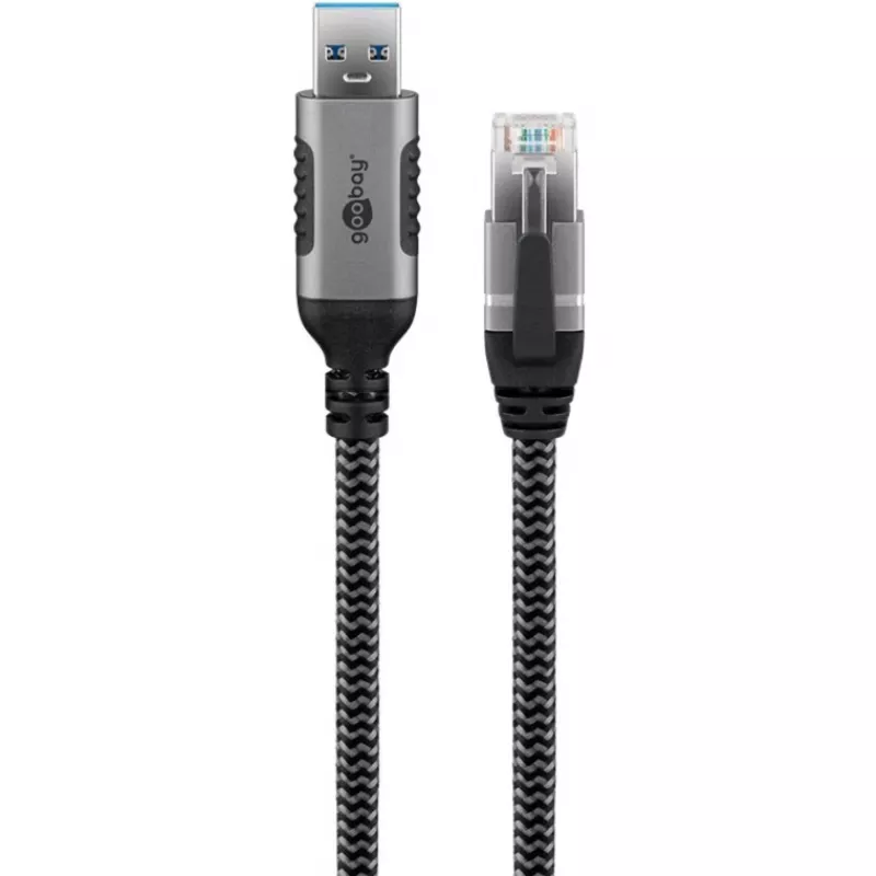 Goobay 70693 cabo USB-A para RJ45 Ethernet CAT 6 para ligação à Internet com fios estável com router/modem/switch de rede/substitui adaptador USB para RJ45 / 1