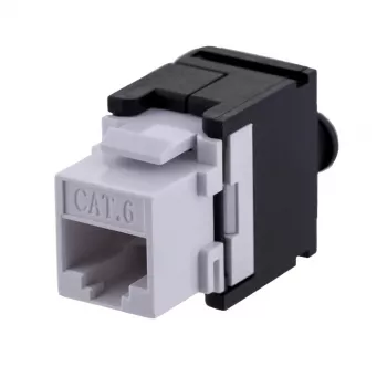 Módulo keystone A-LAN MKB-U6-1 — RJ45 U/UTP Cat6, 22/26 AWG, caixa ABS preta/branca
