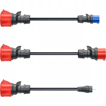 go-e conjunto de adaptadores Gemini flex 22 kW. Cor do cabo: Preto, Formato da ligação 1: Reto, Formato da ligação 2: Reto. Corrente máxima de funcionamento (trifásica