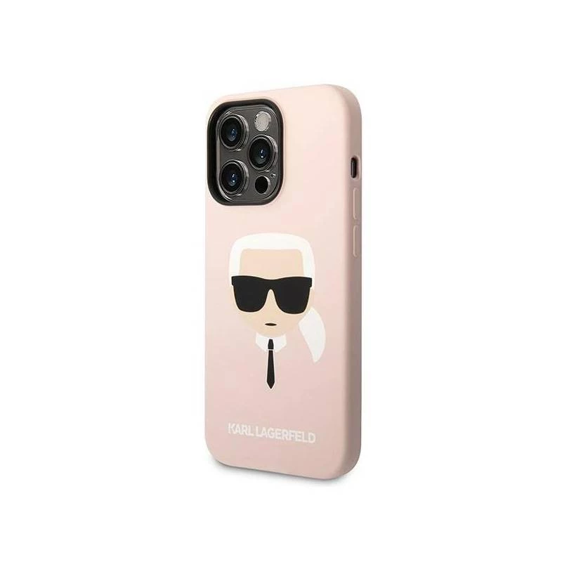 Capa rígida Karl Lagerfeld KLHMP14XSLKHLP iPhone 14 Pro Max 6.7 rosa claro / rosa claro silicone Karl inchs Head Magsafe