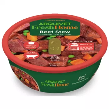 Ração húmida para cães ARQUIVET Fresh Home Rindergulasch 280 g – para cães adultos, vaca, alimento completo em lata
