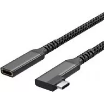 Cabo de extensão USB-C USB-C > conector fêmea USB-C 3.2 90° PD têxtil 1,5m (FL31-74016)