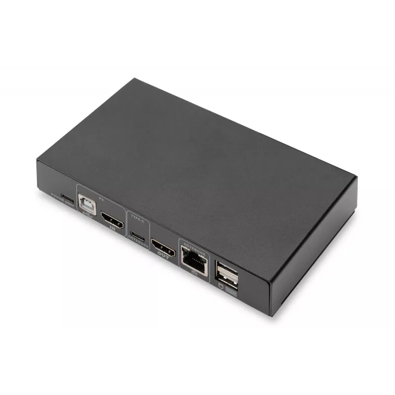 DIGITUS DS-12901 - Switch KVM/áudio/USB - 4K 30 Hz, entrada USB-C/USB/HDMI, saída HDMI, rede