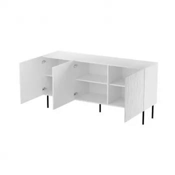Cómoda Cama Meble JUNGLE 152x40.5x74.5 cm branco mate com pernas pretas