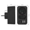 Power Splitter MACLEAN MCE249 F/B – 2 tomadas AC (16A + 6A) com 2×USB-A e 2×USB-C PD 20W, ficha EU, preto