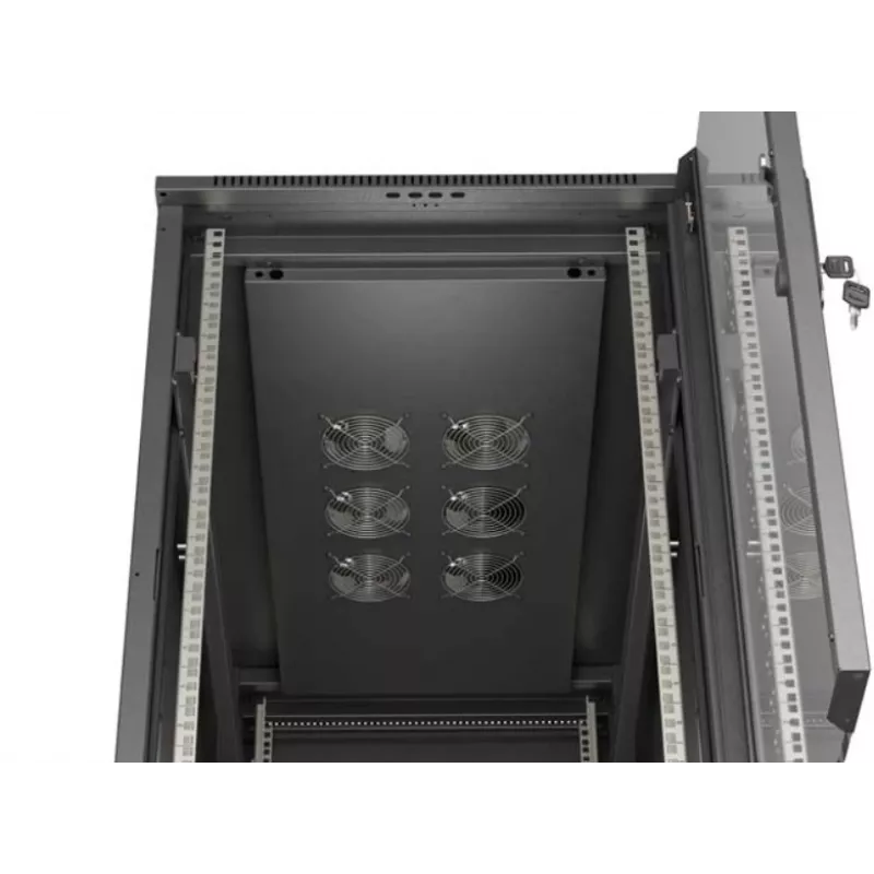 Armário rack LANBERG FF01-6222-12B 22U 600x1200 mm preto com portas frontal e traseira de vidro