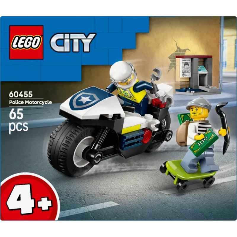 LEGO City Perseguição de mota da polícia conjunto 60455 — 65 peças, 2 minifiguras, a partir dos 4 anos