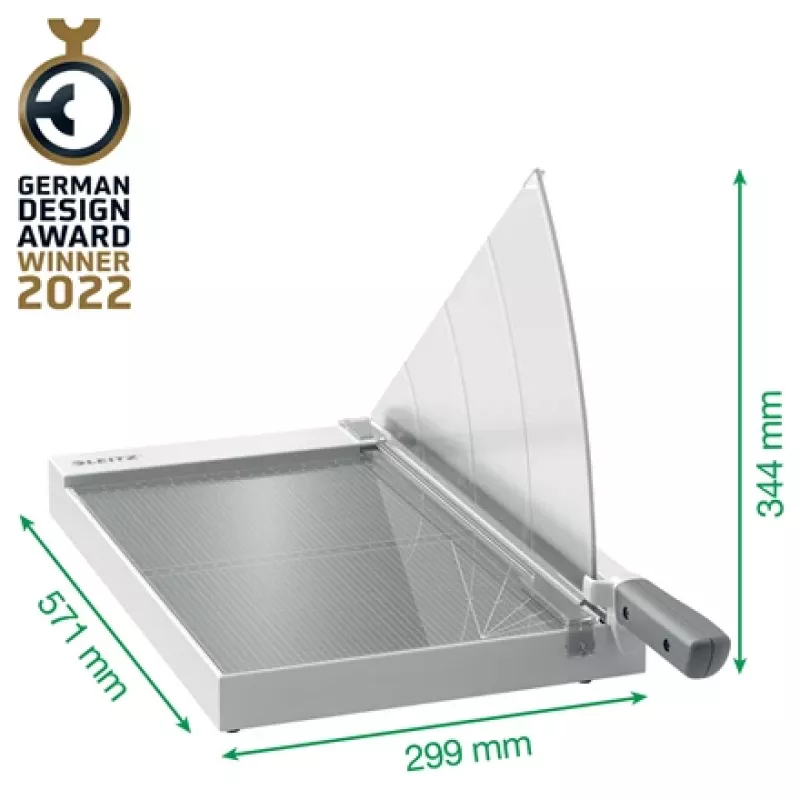 Cortapapel de precisão Leitz A4+, 15 folhas, fixação manual, aço inoxidável, A4 Maxi, 80 g/m², vidro