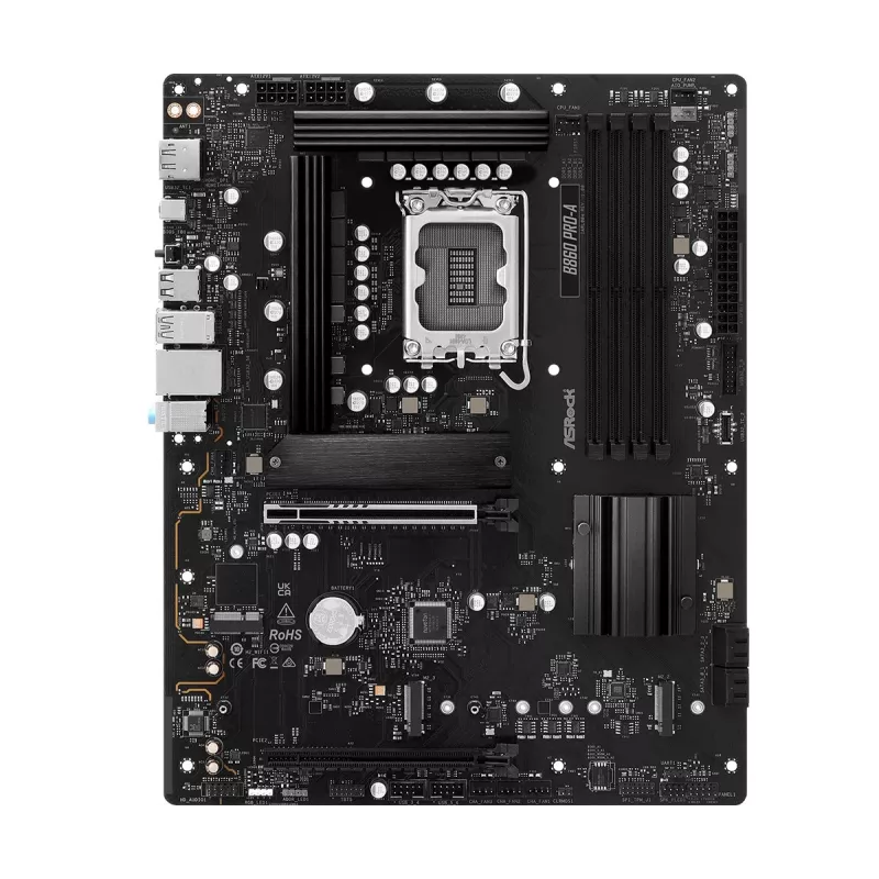 Placa-mãe ASRock B860 Pro-A — Intel B860 ATX, LGA 1851, DDR5, 4x DIMM, 256GB, LAN 2.5Gb, 1x M.2, 4x SATA III