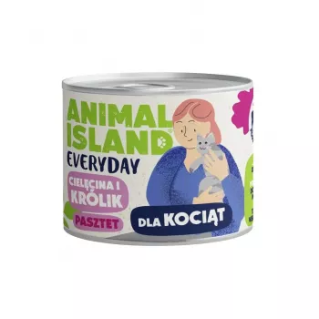 ANIMAL ISLAND Everyday Vitela e Coelho para gatinhos – Alimento húmido – 185g