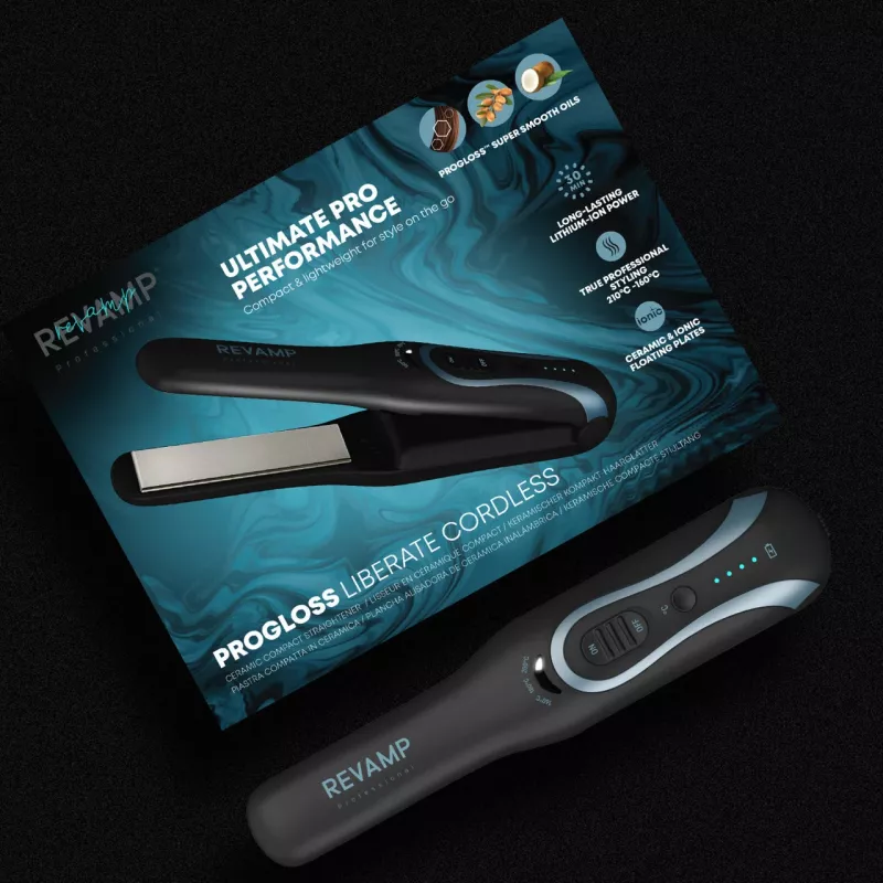 Ferro de alisar cabelo Revamp ST-1750-EU2 sem fios compacto cerâmica, placas cerâmicas compactas sem fios