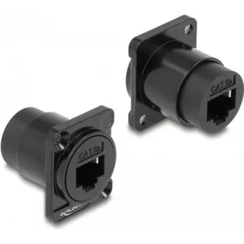 Cabo de rede DeLOCK módulo D-Type RJ45 Cat.6A fêmea para fêmea preto