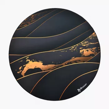 Tapete de proteção de chão Arozzi Zona Round Floor Pad – preto/dourado, tapete de proteção redondo para pavimentos