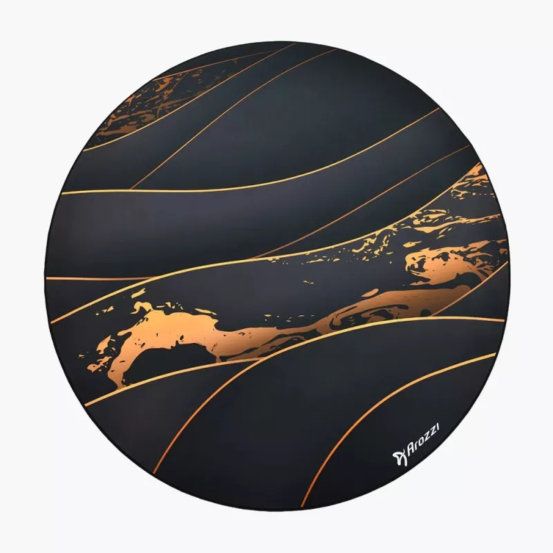 Tapete de proteção de chão Arozzi Zona Round Floor Pad – preto/dourado, tapete de proteção redondo para pavimentos