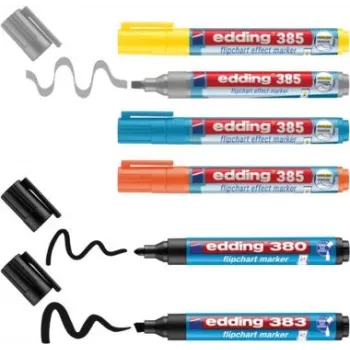 Marcadores para flipchart Edding 385/380/383 cores sortidas 1,0–5,0 mm, pack de 6