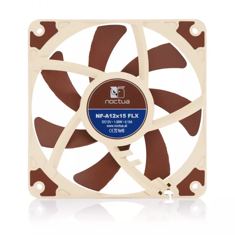 Ventoinha Noctua NF-A12x15 FLX — ventoinha de caixa de PC plana de 120 mm e 15 mm, 12 V, 1850 rpm, 94,2 m³/h, 23,9 dB, 3 pinos