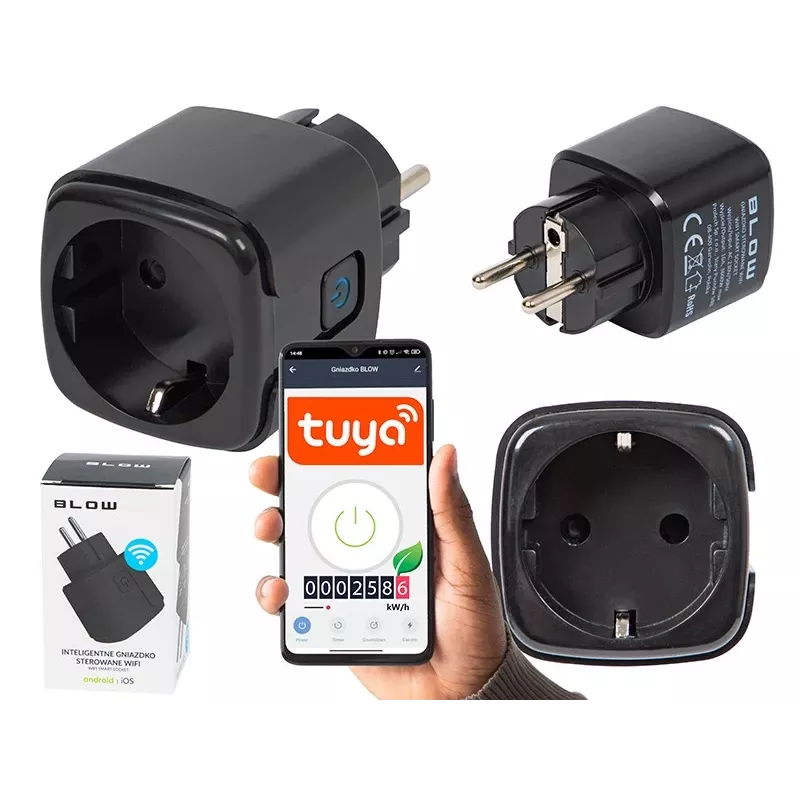 Tomada inteligente BLOW TUYA V3 controlada por WLAN 16A, tomada individual, ligar/desligar remoto