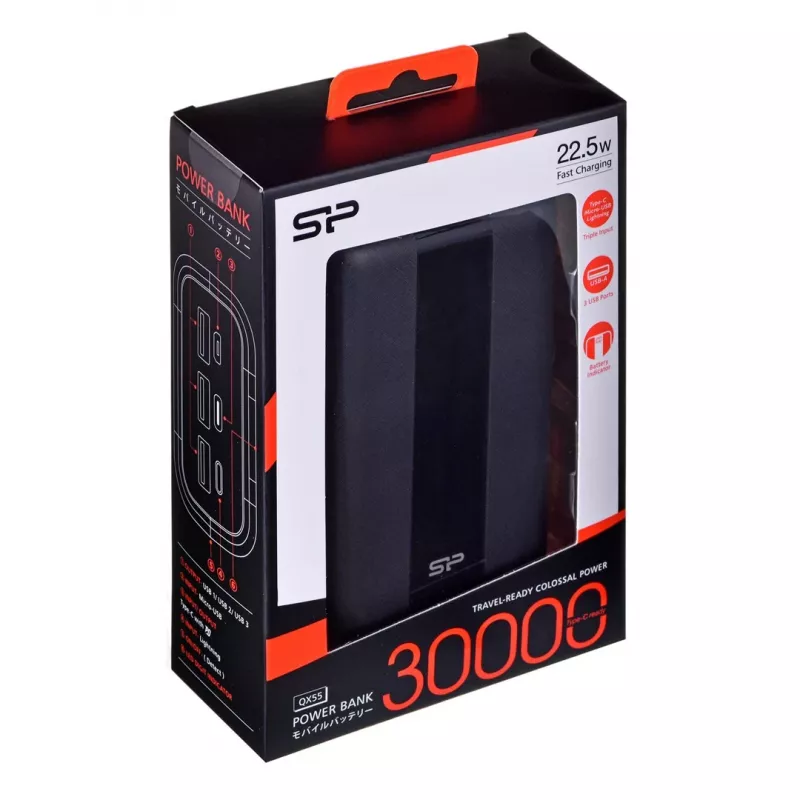 Powerbank Silicon Power QX55 Lithium Polymer (LiPo) 30000 mAh preto