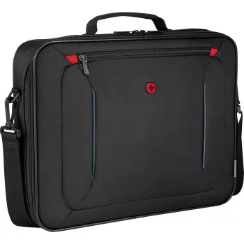 Mala para portátil Wenger BQ 16 Clamshell — capa preta repelente à água para portáteis de 16 polegadas, capa de proteção robusta