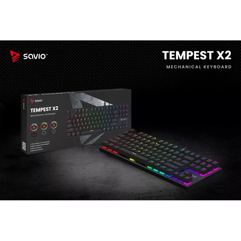 Teclado mecânico RGB Tempest X2 Outemu Red Savio Savgk-tempest X2 Red
