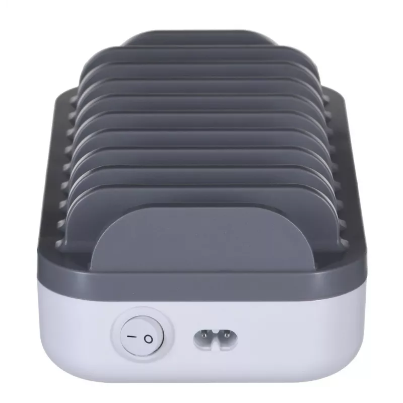Estação de carregamento Manhattan, 10x portas: 3x USB-C (até 18W PD) e 7x USB-A (até 12W), 120W de saída total, branco/cinzento, garantia de três anos