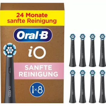 Cabeças de substituição Oral-B iO Gentle Clean pack de 8, preto — para áreas sensíveis e cuidado das gengivas
