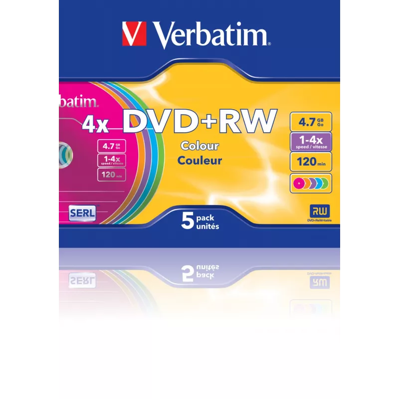 VERBATIM 43297 Verbatim DVD+RW slim Jewel Case 5 4.7GB 4x cor