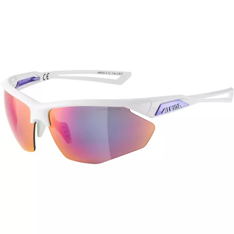 Óculos de sol ALPINA para ciclismo NYLOS HR branco-lilás lente lilás brilhante Cat.3
