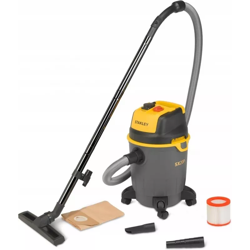 Stanley SXVC20PTE aspirador industrial para sólidos e líquidos, 1200 W, 20 l, preto/amarelo