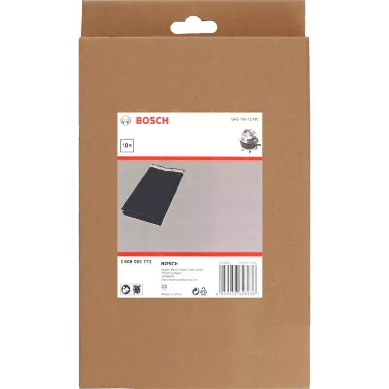 Sacos de pó descartáveis Bosch GAS 18V-12 MC Professional, pretos, 10 unid.