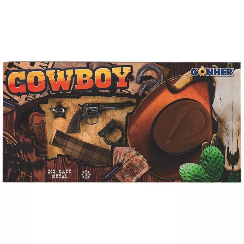 Conjunto cowboy de brinquedo Pulio modelo 155880/0 com chapéu — acessório Gonher