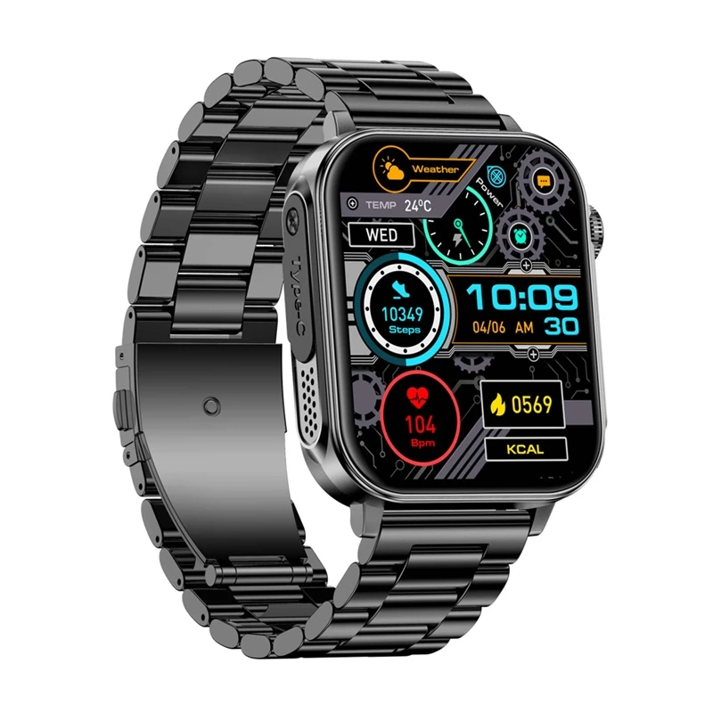Smartwatch Colmi P80 aço preto com Bluetooth e medidor de frequência cardíaca