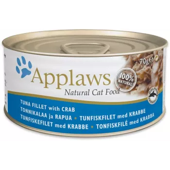 Filete de atum com caranguejo em caldo APPLAWS – comida húmida para gatos – 70g