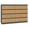 Cómoda Top e shop M8 140 ANT/ART — 8 gavetas, antracite/carvalho, 1380×400×970 mm, aglomerado