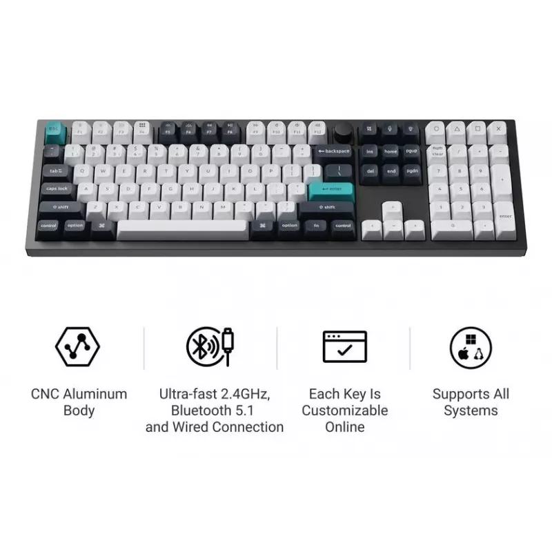 Teclado mecânico Keychron Q6 Max QMK VIA com switches Gateron Jupiter, layout full-size