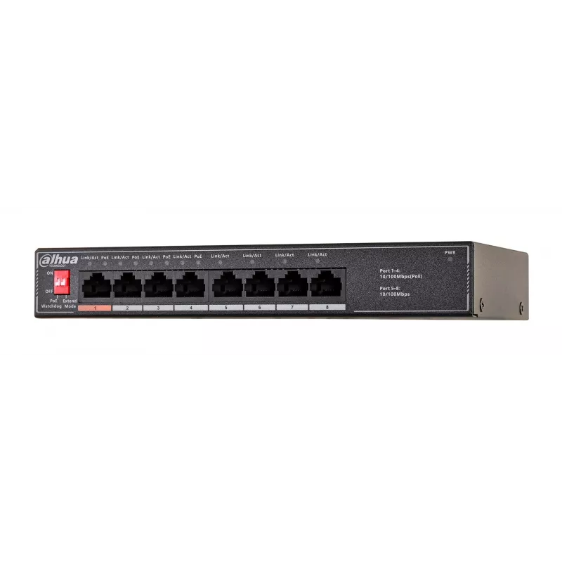 Dahua Technology PoE SF1008LP switch não gerido L2 Fast Ethernet (10/100) Power over Ethernet (PoE) preto