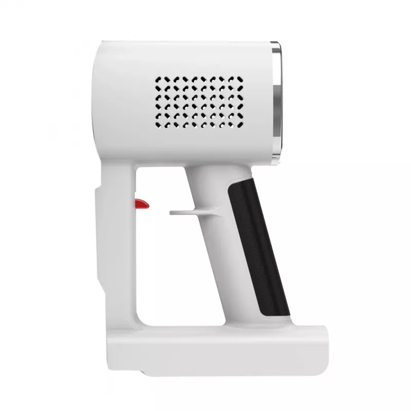 Aspirador com bateria Adler AD 7051 — 300 W máx., bateria 22,2 V, 0,6 L sem saco, tubo de aço inoxidável, EPA F8, luz LED, branco/vermelho