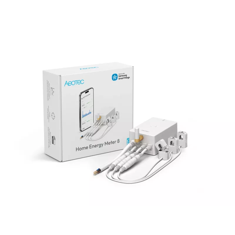 Medidor de energia AEOTEC AEOEZWA046C3A60 — três pinças 60 A com Z-Wave para monitorização monofásica ou trifásica