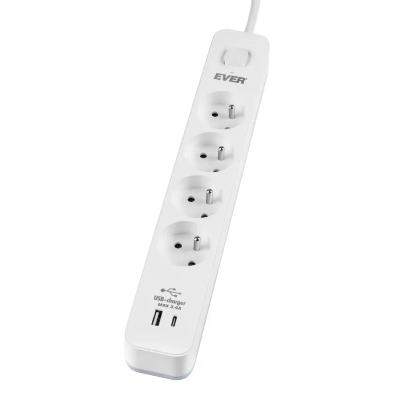 Régua de proteção contra sobretensões PROTECT 4PL 1A1C USB T/LZ12-PRO015/1000